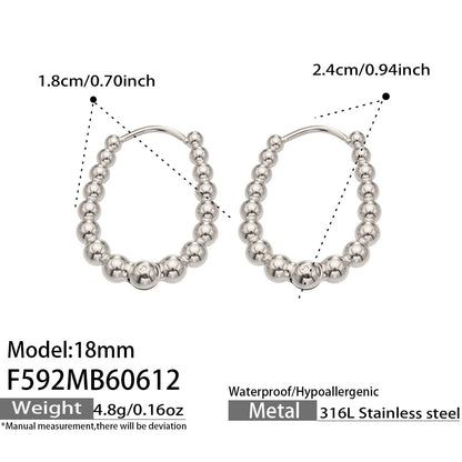 316L Stainless Steel 18K Gold PVD Round Bead Earrings - Round Bead Elegant Style Wholesale Stainless Steel Jewelry - Sensitive Skin Friendly - Detail 3