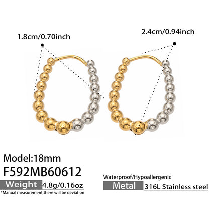 316L Stainless Steel 18K Gold PVD Round Bead Earrings - Round Bead Elegant Style Wholesale Stainless Steel Jewelry - Sensitive Skin Friendly - Detail 6