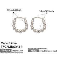 316L Stainless Steel 18K Gold PVD Round Bead Earrings - Round Bead Elegant Style Wholesale Stainless Steel Jewelry - Sensitive Skin Friendly - Detail 7