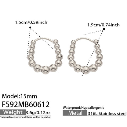 316L Stainless Steel 18K Gold PVD Round Bead Earrings - Round Bead Elegant Style Wholesale Stainless Steel Jewelry - Sensitive Skin Friendly - Detail 7