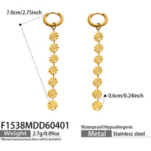 316L Stainless Steel 18K Gold PVD Round Disc Tassel Dangle Hoop Earrings - Round Disc Tassel Dangle Hoop 18K Gold PVD Trendy Wholesale Stainless Steel Jewelry - Sensitive Skin Friendly - Detail 2