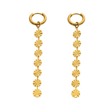 316L Stainless Steel 18K Gold PVD Round Disc Tassel Dangle Hoop Earrings - Round Disc Tassel Dangle Hoop 18K Gold PVD Trendy Wholesale Stainless Steel Jewelry - Sensitive Skin Friendly - Detail 4