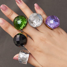 316L Stainless Steel 18K Gold PVD Round Faceted Glass Stone Ring - Round Faceted Glass Stone, Elegant, Versatile, Minimalist Wholesale Stainless Steel Jewelry - Sensitive Skin Friendly - Detail 20