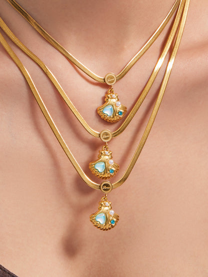 316L Stainless Steel 18K Gold PVD Shell Pearl Pendant Necklace - Coastal Shell Pearl Pendant Necklace Wholesale Stainless Steel Jewelry - Sensitive Skin Friendly - Detail 1