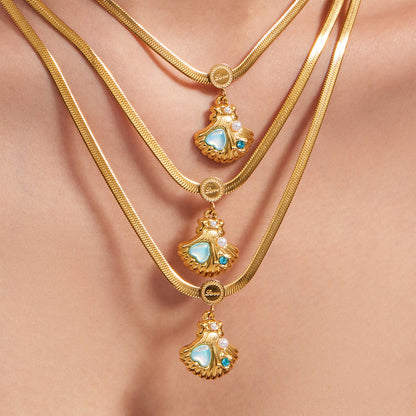 316L Stainless Steel 18K Gold PVD Shell Pearl Pendant Necklace - Coastal Shell Pearl Pendant Necklace Wholesale Stainless Steel Jewelry - Sensitive Skin Friendly - Detail 12