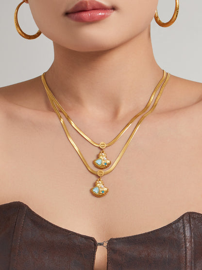 316L Stainless Steel 18K Gold PVD Shell Pearl Pendant Necklace - Coastal Shell Pearl Pendant Necklace Wholesale Stainless Steel Jewelry - Sensitive Skin Friendly - Detail 6
