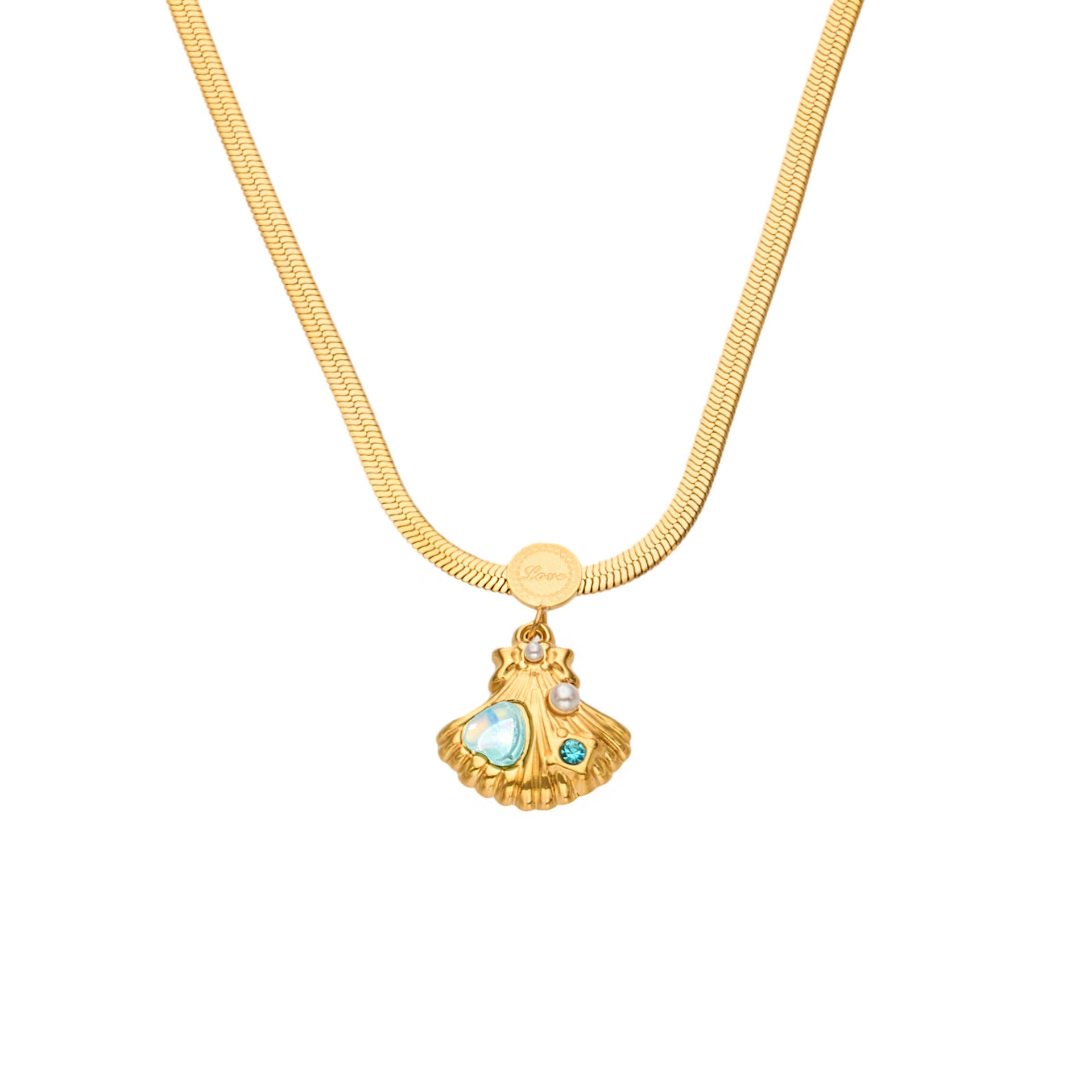 316L Stainless Steel 18K Gold PVD Shell Pearl Pendant Necklace - Coastal Shell Pearl Pendant Necklace Wholesale Stainless Steel Jewelry - Sensitive Skin Friendly - Detail 9
