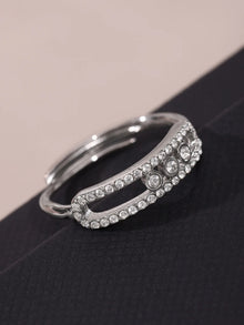316L Stainless Steel 18K Gold PVD Sliding Zircon Open Ring & Necklace Set - Sliding Zircon, Open Ring, Minimalist, Modern, Light Luxury Wholesale Stainless Steel Jewelry - Sensitive Skin Friendly - Detail 11