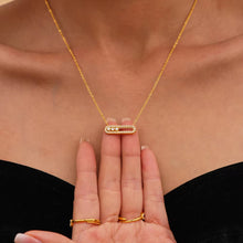 316L Stainless Steel 18K Gold PVD Sliding Zircon Open Ring & Necklace Set - Sliding Zircon, Open Ring, Minimalist, Modern, Light Luxury Wholesale Stainless Steel Jewelry - Sensitive Skin Friendly - Detail 18