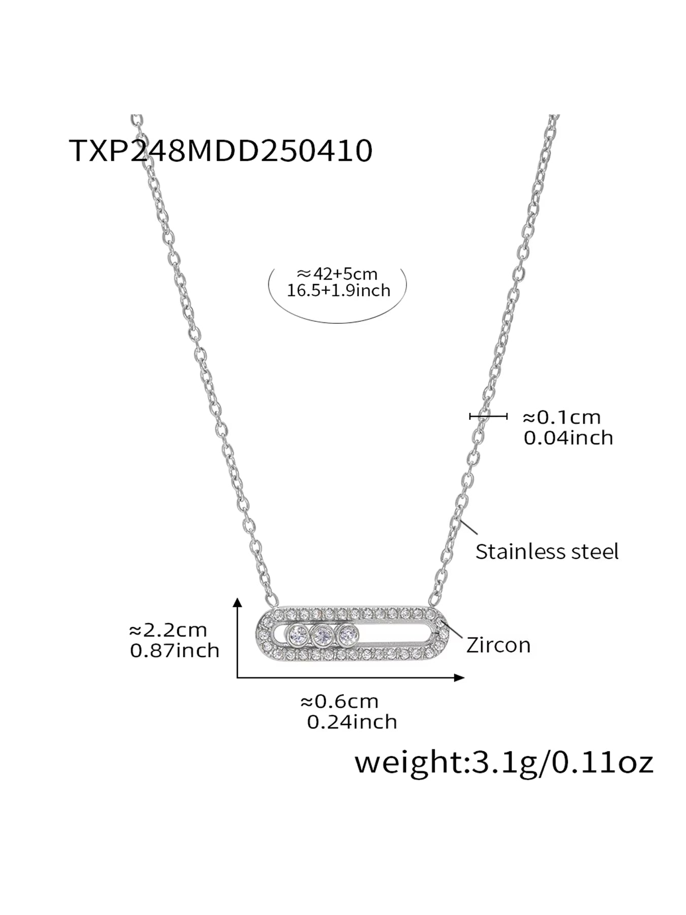 316L Stainless Steel 18K Gold PVD Sliding Zircon Open Ring & Necklace Set - Sliding Zircon, Open Ring, Minimalist, Modern, Light Luxury Wholesale Stainless Steel Jewelry - Sensitive Skin Friendly - Detail 23