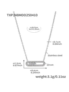 316L Stainless Steel 18K Gold PVD Sliding Zircon Open Ring & Necklace Set - Sliding Zircon, Open Ring, Minimalist, Modern, Light Luxury Wholesale Stainless Steel Jewelry - Sensitive Skin Friendly - Detail 23