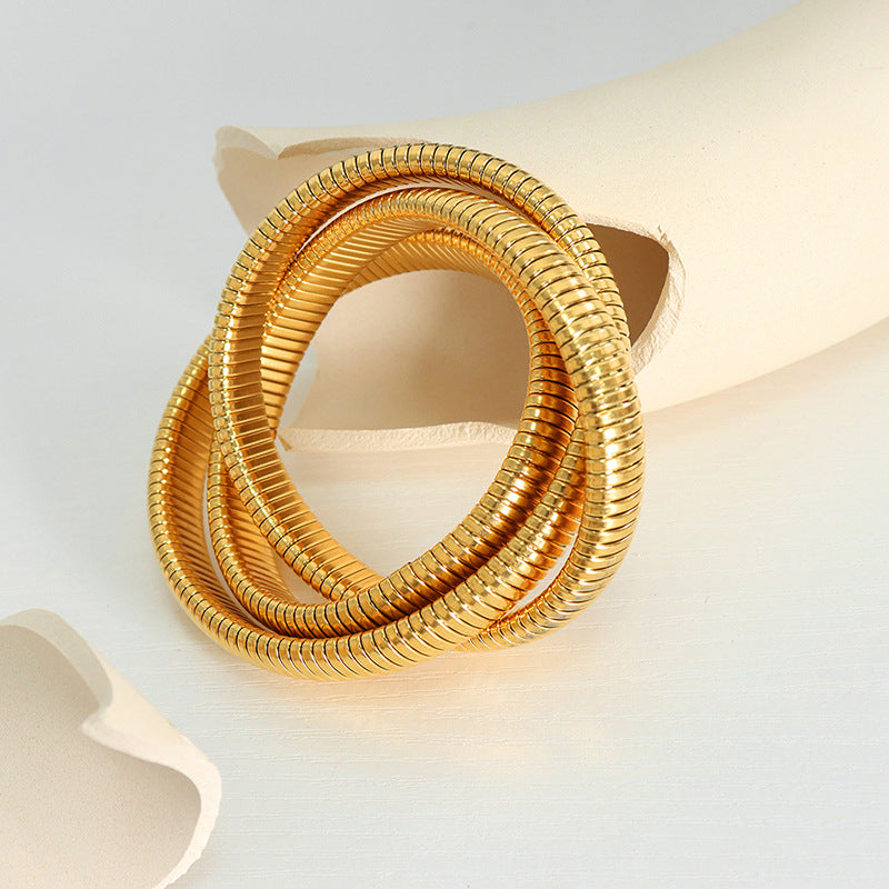 316L Stainless Steel 18K Gold PVD Snake Design Bracelet - Snake Design Wraparound Bracelet Wholesale Stainless Steel Jewelry - Sensitive Skin Friendly - Detail 17