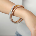 Slim Gold-Steel-Rose Gold Mix Bangle (Z010) / Default