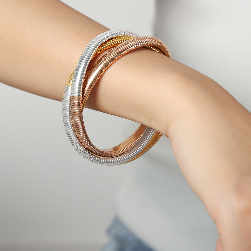316L Stainless Steel 18K Gold PVD Snake Design Bracelet - Snake Design Wraparound Bracelet Wholesale Stainless Steel Jewelry - Sensitive Skin Friendly - Detail 4
