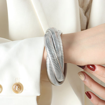 316L Stainless Steel 18K Gold PVD Snake Design Bracelet - Snake Design Wraparound Bracelet Wholesale Stainless Steel Jewelry - Sensitive Skin Friendly - Detail 7