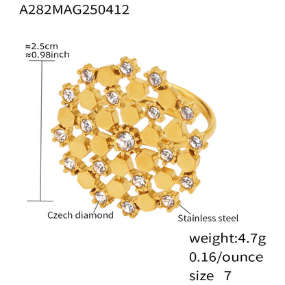 316L Stainless Steel 18K Gold PVD Snowflake Czech Zircon Jewelry Set - Gold Snowflake Zircon Wholesale Stainless Steel Jewelry - Sensitive Skin Friendly - Detail 8