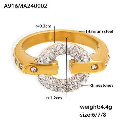 316L Stainless Steel 18K Gold PVD Sparkling Star Ring - Sparkling Star Ring, Modern Aesthetic, Coastal Charm Wholesale Stainless Steel Jewelry - Sensitive Skin Friendly - Detail 1