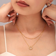 316L Stainless Steel 18K Gold PVD Sparkling Sun Flower Zircon Inlaid Necklace & Bracelet Collection - Sparkling Sun Flower, Zircon Inlaid, Dainty, Minimalist, Elegant Wholesale Stainless Steel Jewelry - Sensitive Skin Friendly - Detail 1