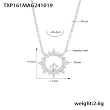 316L Stainless Steel 18K Gold PVD Sparkling Sun Flower Zircon Inlaid Necklace & Bracelet Collection - Sparkling Sun Flower, Zircon Inlaid, Dainty, Minimalist, Elegant Wholesale Stainless Steel Jewelry - Sensitive Skin Friendly - Detail 8