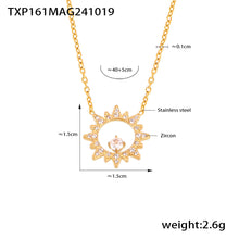 316L Stainless Steel 18K Gold PVD Sparkling Sun Flower Zircon Inlaid Necklace & Bracelet Collection - Sparkling Sun Flower, Zircon Inlaid, Dainty, Minimalist, Elegant Wholesale Stainless Steel Jewelry - Sensitive Skin Friendly - Detail 9