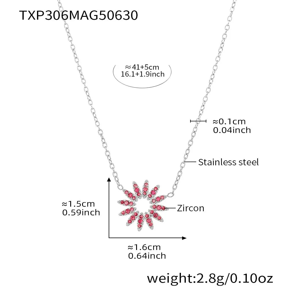 316L Stainless Steel 18K Gold PVD Sparkly Zircon Sunflower Jewelry Collection - Image 12