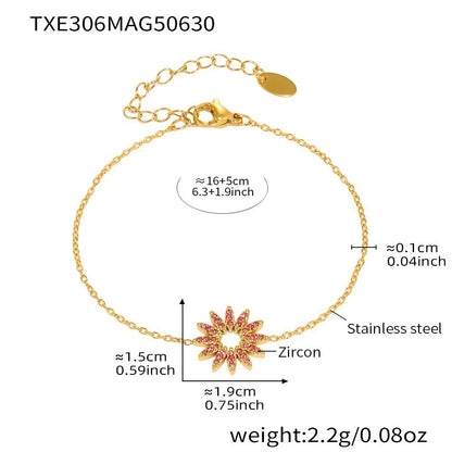 316L Stainless Steel 18K Gold PVD Sparkly Zircon Sunflower Jewelry Collection - Image 9