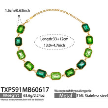 316L Stainless Steel 18K Gold PVD Square Zircon Bracelet - Square Glass Stone, Elegant Bracelet Wholesale Stainless Steel Jewelry - Sensitive Skin Friendly - Detail 11