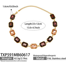 316L Stainless Steel 18K Gold PVD Square Zircon Bracelet - Square Glass Stone, Elegant Bracelet Wholesale Stainless Steel Jewelry - Sensitive Skin Friendly - Detail 12