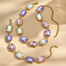 316L Stainless Steel 18K Gold PVD Square Zircon Bracelet - Square Glass Stone, Elegant Bracelet Wholesale Stainless Steel Jewelry - Sensitive Skin Friendly - Detail 2