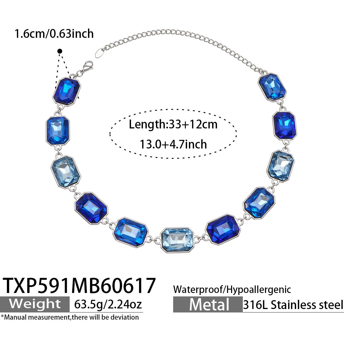 316L Stainless Steel 18K Gold PVD Square Zircon Bracelet - Square Glass Stone, Elegant Bracelet Wholesale Stainless Steel Jewelry - Sensitive Skin Friendly - Detail 20
