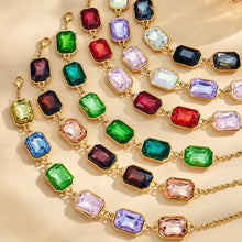 316L Stainless Steel 18K Gold PVD Square Zircon Bracelet - Square Glass Stone, Elegant Bracelet Wholesale Stainless Steel Jewelry - Sensitive Skin Friendly - Detail 28
