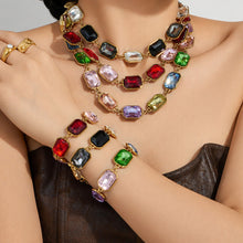 316L Stainless Steel 18K Gold PVD Square Zircon Bracelet - Square Glass Stone, Elegant Bracelet Wholesale Stainless Steel Jewelry - Sensitive Skin Friendly - Detail 4
