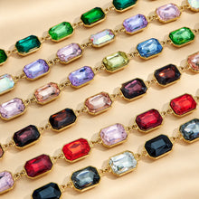 316L Stainless Steel 18K Gold PVD Square Zircon Bracelet - Square Glass Stone, Elegant Bracelet Wholesale Stainless Steel Jewelry - Sensitive Skin Friendly - Detail 7
