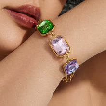 316L Stainless Steel 18K Gold PVD Square Zircon Bracelet - Square Glass Stone, Elegant Bracelet Wholesale Stainless Steel Jewelry - Sensitive Skin Friendly - Detail 8
