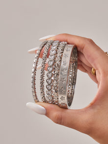 316L Stainless Steel 18K Gold PVD Star Heart Pave 5A Zircon Bangle - Star Bangle, Heart Bangle, Pave Bangle, Zircon Bangle, 18K Gold Plated Bangle, Steel Bangle, Dainty Bangle Wholesale Stainless Steel Jewelry - Sensitive Skin Friendly - Detail 10