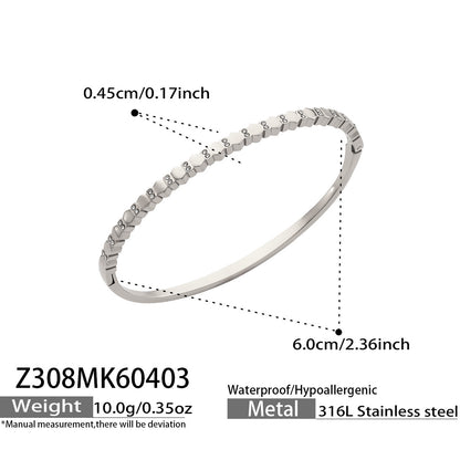 316L Stainless Steel 18K Gold PVD Star Heart Pave 5A Zircon Bangle - Star Bangle, Heart Bangle, Pave Bangle, Zircon Bangle, 18K Gold Plated Bangle, Steel Bangle, Dainty Bangle Wholesale Stainless Steel Jewelry - Sensitive Skin Friendly - Detail 14