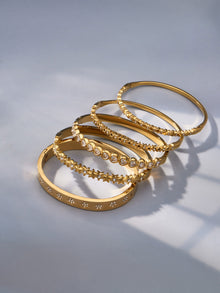 316L Stainless Steel 18K Gold PVD Star Heart Pave 5A Zircon Bangle - Star Bangle, Heart Bangle, Pave Bangle, Zircon Bangle, 18K Gold Plated Bangle, Steel Bangle, Dainty Bangle Wholesale Stainless Steel Jewelry - Sensitive Skin Friendly - Detail 5