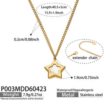 316L Stainless Steel 18K Gold PVD Star Shell Enamel Pendant Necklace - Star Shell Enamel, Coastal Chic, Delicate Design, French Light Luxury Wholesale Stainless Steel Jewelry - Sensitive Skin Friendly - Detail 1