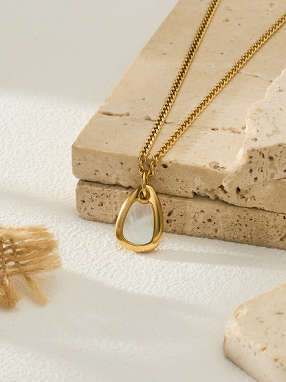 316L Stainless Steel 18K Gold PVD Star Shell Enamel Pendant Necklace - Star Shell Enamel, Coastal Chic, Delicate Design, French Light Luxury Wholesale Stainless Steel Jewelry - Sensitive Skin Friendly - Detail 10