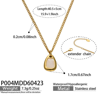 316L Stainless Steel 18K Gold PVD Star Shell Enamel Pendant Necklace - Star Shell Enamel, Coastal Chic, Delicate Design, French Light Luxury Wholesale Stainless Steel Jewelry - Sensitive Skin Friendly - Detail 2