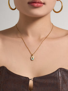 316L Stainless Steel 18K Gold PVD Star Shell Enamel Pendant Necklace - Star Shell Enamel, Coastal Chic, Delicate Design, French Light Luxury Wholesale Stainless Steel Jewelry - Sensitive Skin Friendly - Detail 4