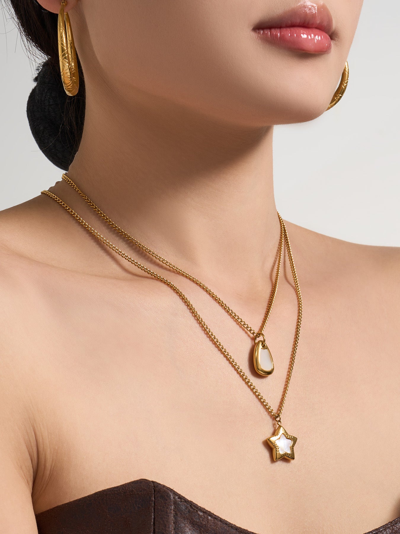 316L Stainless Steel 18K Gold PVD Star Shell Enamel Pendant Necklace - Star Shell Enamel, Coastal Chic, Delicate Design, French Light Luxury Wholesale Stainless Steel Jewelry - Sensitive Skin Friendly - Detail 6