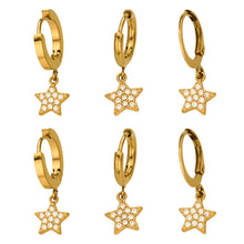 316L Stainless Steel 18K Gold PVD Star Zircon Huggie Hoop Earrings - Star, Zircon, Huggie Hoop, Minimalist, 18K Gold Wholesale Stainless Steel Jewelry - Sensitive Skin Friendly - Detail 4