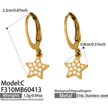 316L Stainless Steel 18K Gold PVD Star Zircon Huggie Hoop Earrings - Star, Zircon, Huggie Hoop, Minimalist, 18K Gold Wholesale Stainless Steel Jewelry - Sensitive Skin Friendly - Detail 7