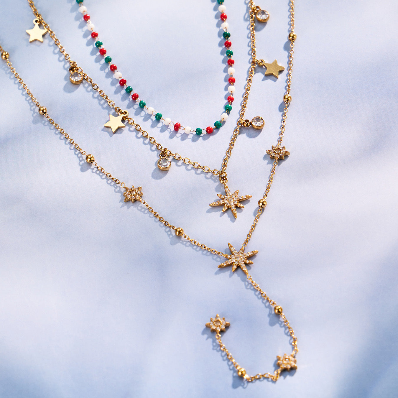 316L Stainless Steel 18K Gold PVD Star Zircon Necklace - Star Zircon Modern Elegant Wholesale Stainless Steel Jewelry - Sensitive Skin Friendly - Detail 10