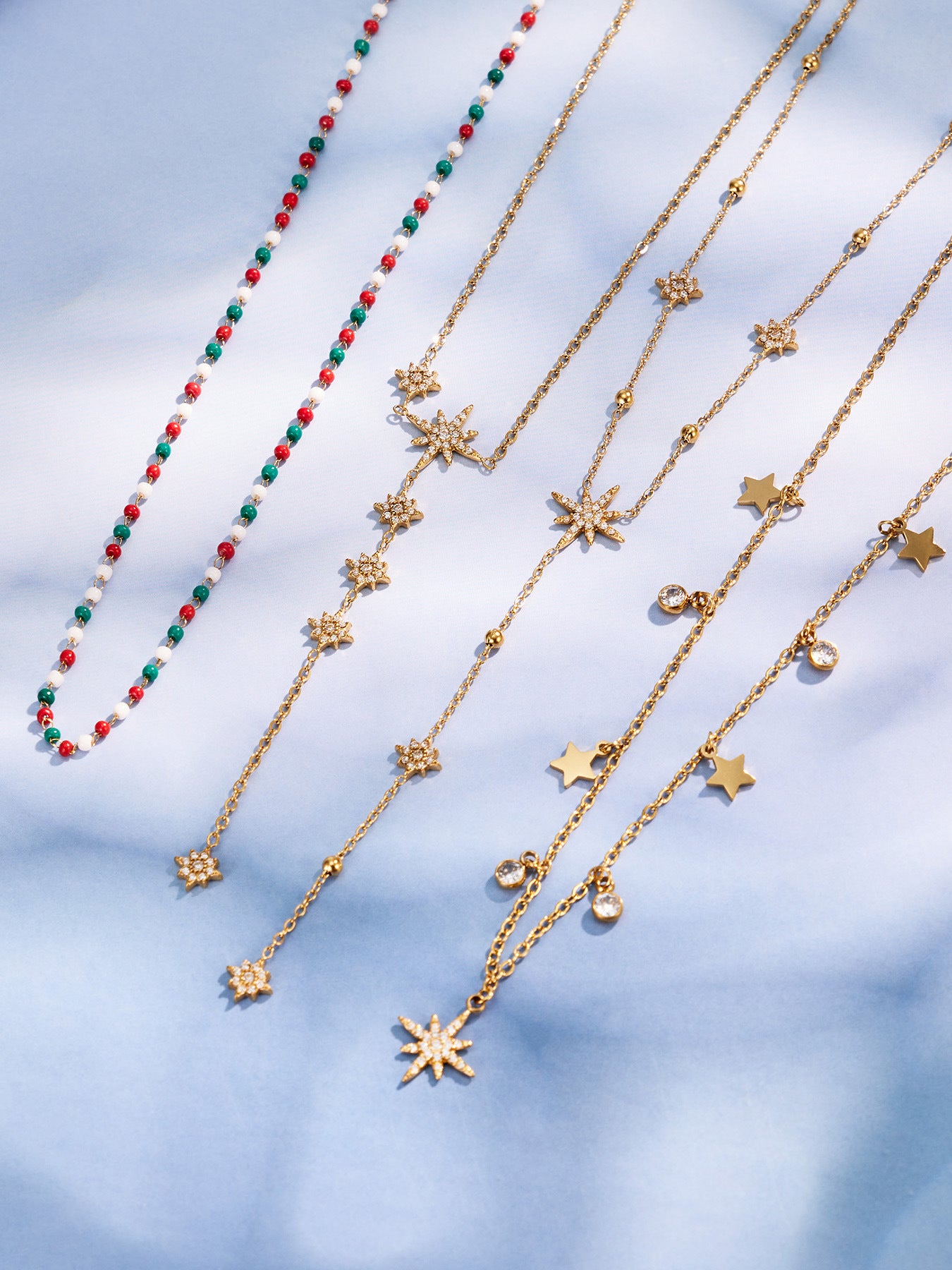 316L Stainless Steel 18K Gold PVD Star Zircon Necklace - Star Zircon Modern Elegant Wholesale Stainless Steel Jewelry - Sensitive Skin Friendly - Detail 11