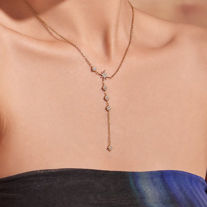 316L Stainless Steel 18K Gold PVD Star Zircon Necklace - Star Zircon Modern Elegant Wholesale Stainless Steel Jewelry - Sensitive Skin Friendly - Detail 16