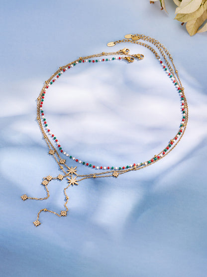 316L Stainless Steel 18K Gold PVD Star Zircon Necklace - Star Zircon Modern Elegant Wholesale Stainless Steel Jewelry - Sensitive Skin Friendly - Detail 17