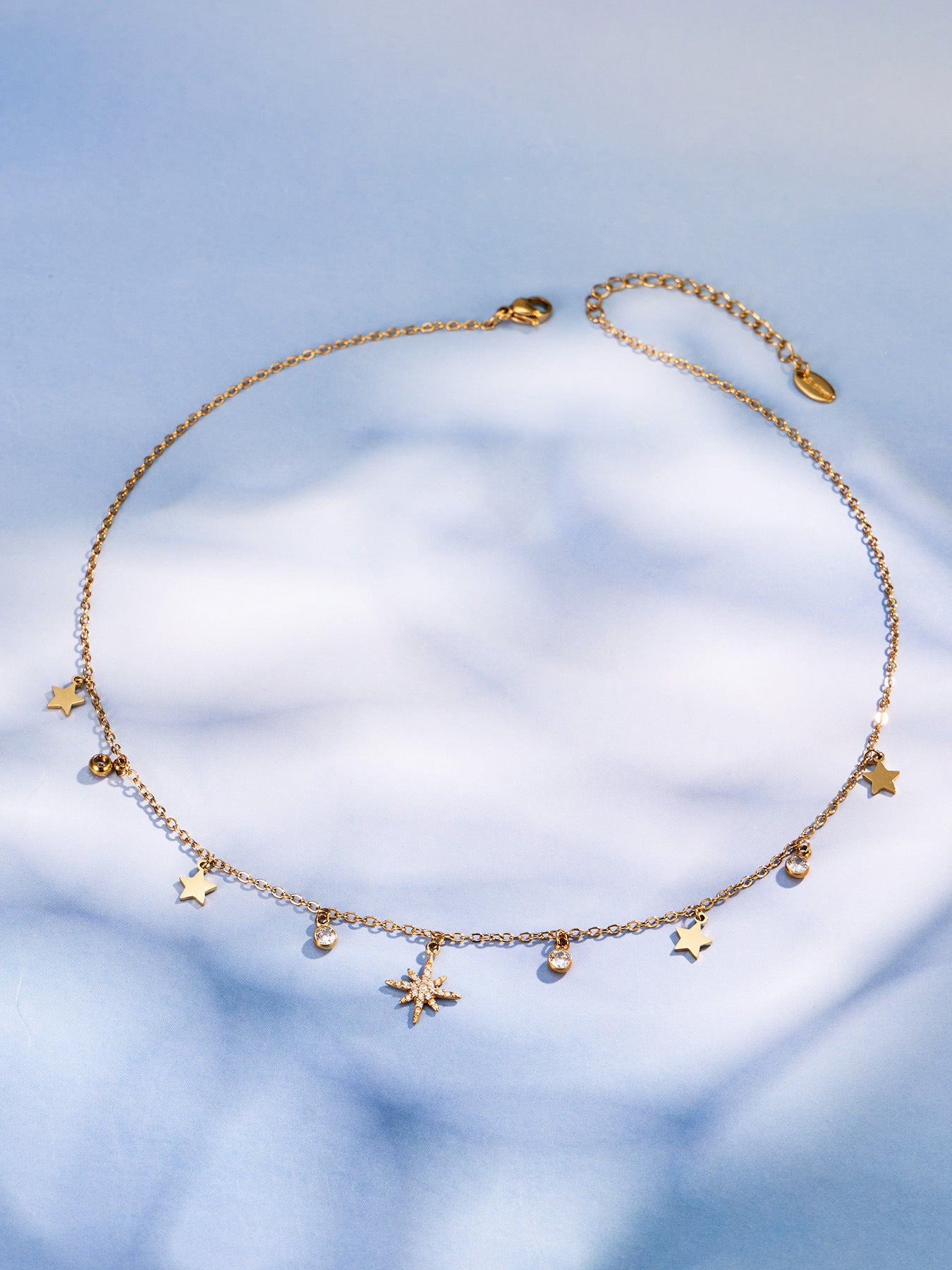 316L Stainless Steel 18K Gold PVD Star Zircon Necklace - Star Zircon Modern Elegant Wholesale Stainless Steel Jewelry - Sensitive Skin Friendly - Detail 18