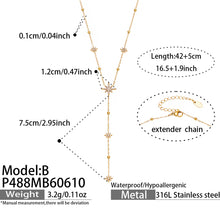 316L Stainless Steel 18K Gold PVD Star Zircon Necklace - Star Zircon Modern Elegant Wholesale Stainless Steel Jewelry - Sensitive Skin Friendly - Detail 6